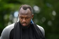 Usain Bolt of World XI FC arrives during a Soccer Aid for Unicef 2022 Training Session at Champneys Tring